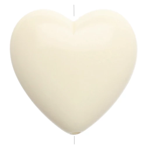 Perle coeur 17x18 mm en résine opaque - Ecru x1