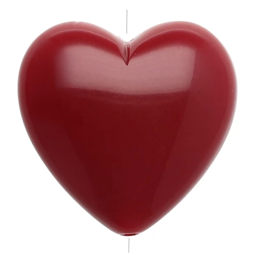 Perle coeur 17x18 mm en résine opaque - Bordeaux x1