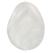 Perle plate irrégulière en résine translucide 22x17 mm - Blanc nacré x1|raw }}