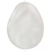 Perle plate irrégulière 22x17 mm en résine translucide - Blanc nacré x1