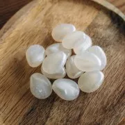 Perle plate irrégulière 22x17 mm en résine translucide - Blanc nacré x1
