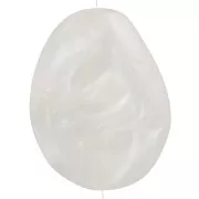 Perle plate irrégulière 25x20 mm en résine translucide - Blanc nacré x1