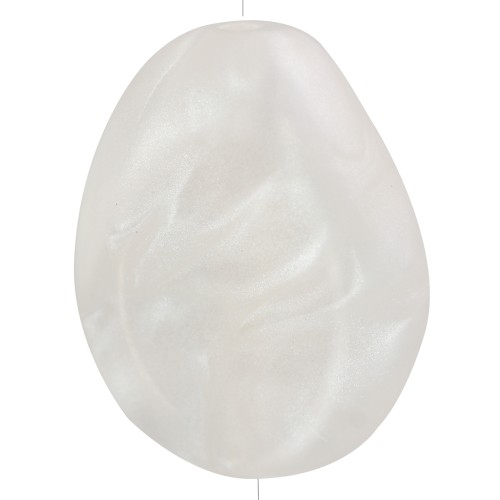 Perle plate irrégulière 25x20 mm en résine translucide - Blanc nacré x1