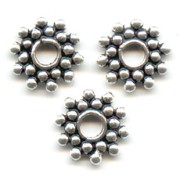 Perles rondelles fleur 9 mm en Argent 925 x4|raw }}