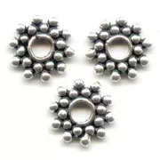 Perles rondelles fleur 9 mm en Argent 925 x4
