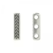 Intercalaire 3 rangs 15x3.5 mm Placage Argent fin vieilli x1