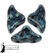 Perles en verre Hélios® par Puca® 6x10mm - Black Stony Blue Green x10g