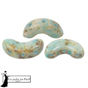 Perles en verre Arcos® par Puca® 5x10 mm - White Stony Blue Green x10g