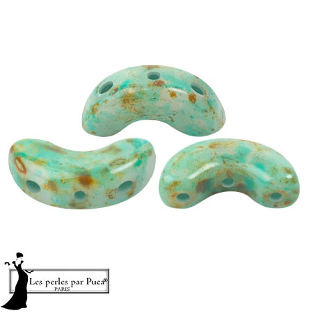 Perles en verre Arcos® par Puca® 5x10 mm - White Stony Emerald x10g