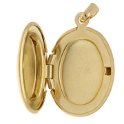 Pendentif porte-photo ovale 24x16 mm - motif arabesques - Plaqué Or 3 microns x1