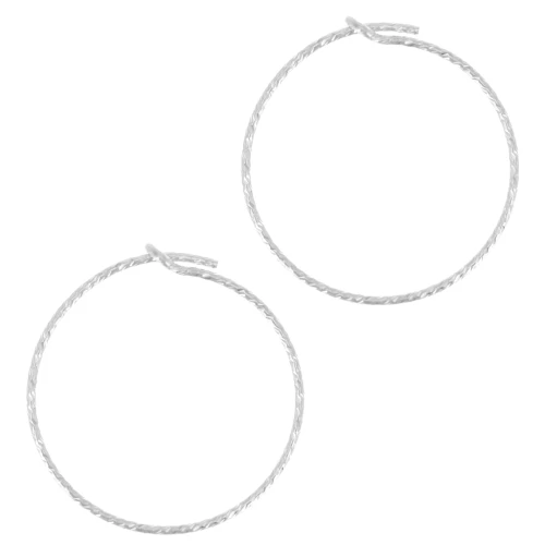 Créoles fil diamanté à décorer 20 mm - Argent 925 x2