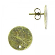 Clous d'oreilles disque martelés un trou 15 mm bronze x2|raw }}