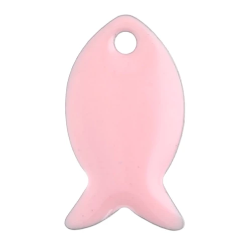 Sequins poissons en métal et résine époxy 14x8 mm - Rose dragée x6