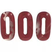 Pendentif ovale 30x15 mm en pierre gemme - Jaspe Rouge x1