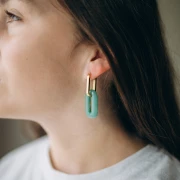 Pendentif ovale 30x15 mm en imitation pierre gemme - Opalite x1