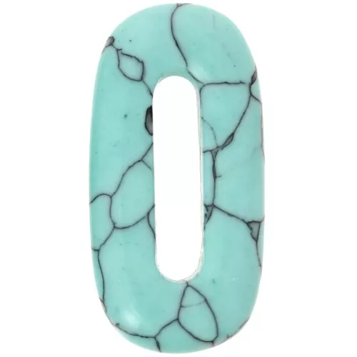 Pendentif ovale 30x15 mm en pierre gemme teintée - imitation Turquoise x1