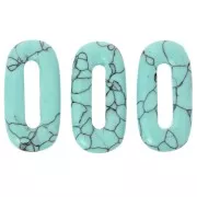 Pendentif ovale 30x15 mm en pierre gemme teintée - imitation Turquoise x1