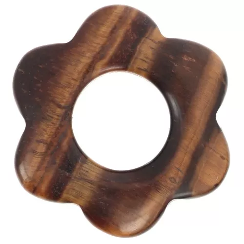 Pendentif fleur 20 mm en pierre gemme - Oeil de Tigre x1