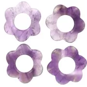 Pendentif fleur 20 mm en pierre gemme - Amethyste x1
