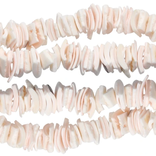 Perles chips carré de coquillages 8 - 11 mm - Blanc rosé x40cm