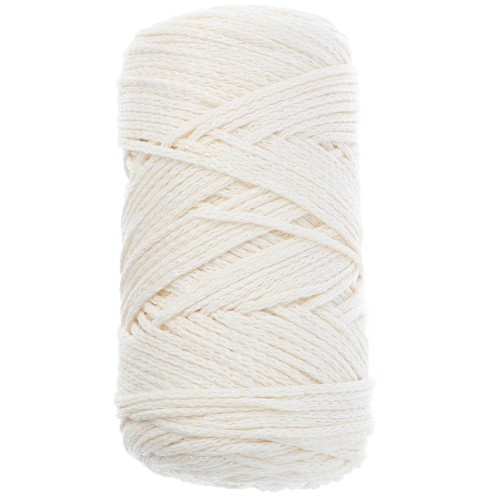 Bobine de cordon en coton pour macramé Cotton Air Glitter 1 mm - Crème x90m