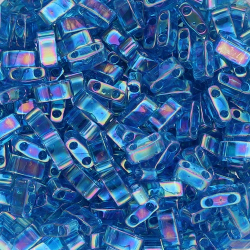 Miyuki Half Tila Beads 5x2.3x1.9mm HTL-291 - Transparent Capri Blue AB x10g