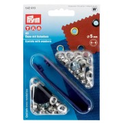 Boite de 40 oeillets 5 mm avec rondelles et outil de pose - Argenté x1|raw }}