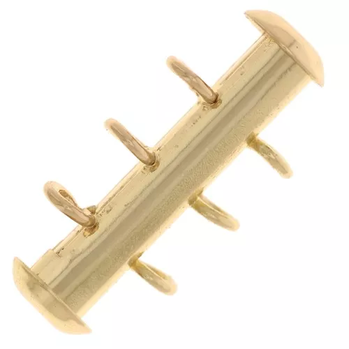 Fermoir 3 rangs coulissant avec anneaux perpendiculaires 21mm - Doré x1