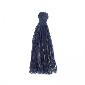 Pompon imitation soie 40 mm Doré/Bleu Marine x1