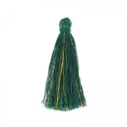 Pompon imitation soie 40 mm Doré/Vert Sapin x1