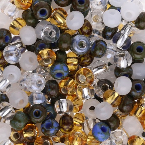 Preciosa Perles rocailles 6/0 4 mm - Mix Blanc - Topaz - Picasso x20g