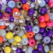 Perles rocailles Preciosa  6/0 4 mm - Mix Violet - Gris - Jaune x20g