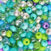 Perles rocailles Preciosa 6/0 4 mm - Mix Vert - Turquoise - Violet x20g