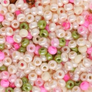 Perles rocailles Preciosa 8/0 3 mm - Mix Crème - Vert - Rose x20g
