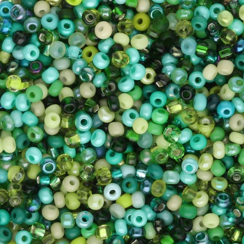 Perles rocailles Preciosa 11/0 2 mm - Mix Green x20g