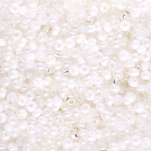 Perles rocailles Preciosa 11/0 2 mm - Mix Blanc - Transparent x20g