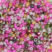 Perles rocailles Preciosa  11/0 2 mm - Mix Fuchsia - Vert - Blanc x20g