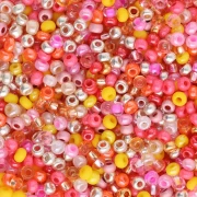 Perles rocailles Preciosa  11/0 2 mm - Mix Orange - Rose - Argenté x20g