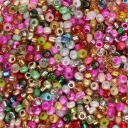Perles rocailles Preciosa 11/0 2 mm - Mix Multicolore - Doré x20g