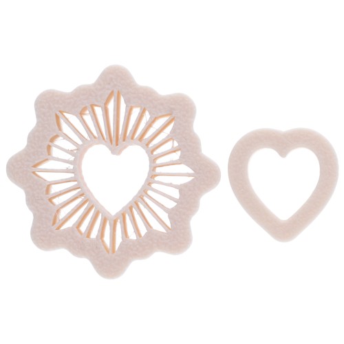 Emportes-pièce coeur scintillant 30 mm en polymère biodégradable - Beige x2