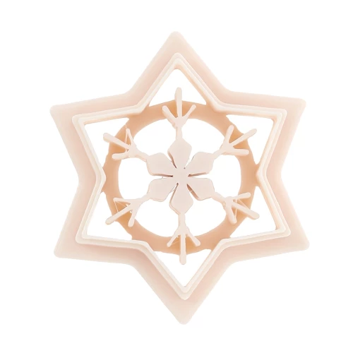 Emporte-pièce étoile flocon de neige 30x27 mm en polymère biodégradable - Beige x1