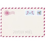 Cartes à bijoux 6x9 cm - Motif carte postale de noël - Beige - Lie de vin x20