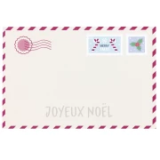 Cartes à bijoux 6x9 cm - Motif carte postale de noël - Beige - Lie de vin x20