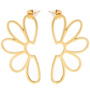 Clous d'oreilles fleur évidés 41x24 mm - Acier inoxydable 316L Doré x2