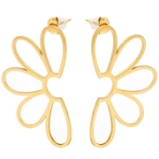 Clous d'oreilles fleur évidés 41x24 mm - Acier inoxydable 316L Doré x2