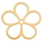 Pendentifs fleur évidé 16 mm - Acier inoxydable 316L Doré x2