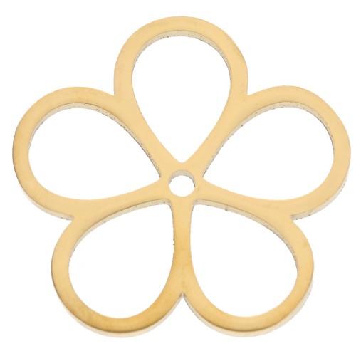 Pendentifs fleur évidé 16 mm - Acier inoxydable 316L Doré x2
