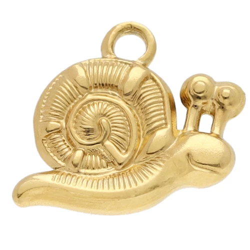 Breloque escargot 16x19 mm - Acier inoxydable 304 Doré x1