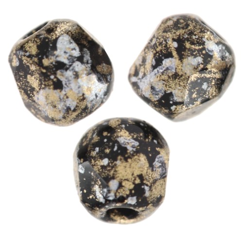 Facettes 3 mm Jet Tweedy Gold x50