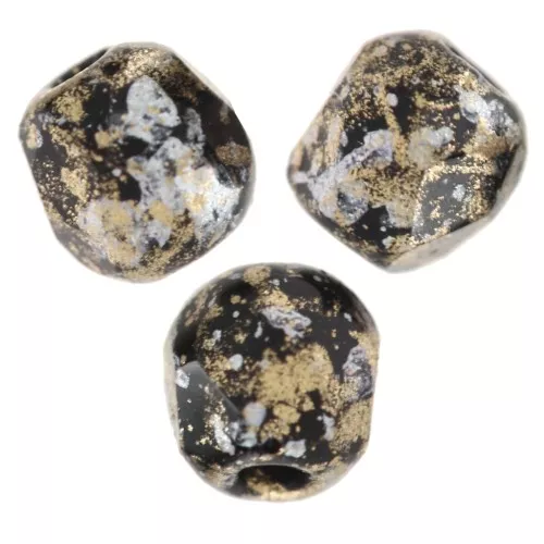 Facettes 3 mm Jet Tweedy Gold x50